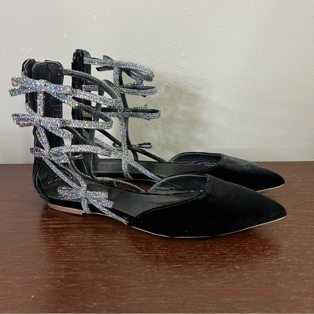 J. Crew Velvet Bow Gladiator Flats Size 8 - Picture 4 of 9